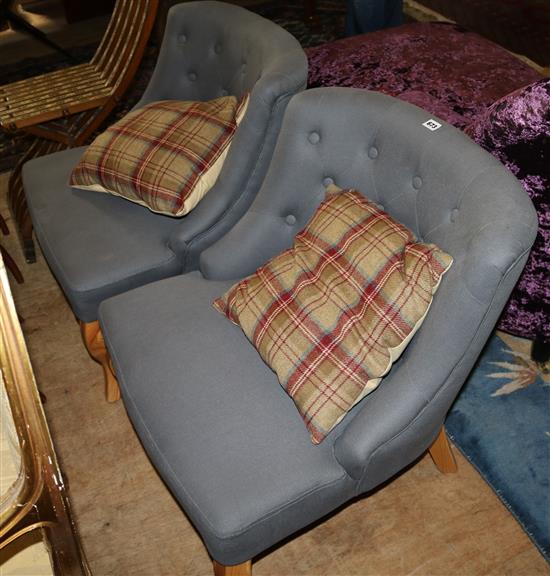 Pair modern upholstered armchairs